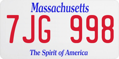 MA license plate 7JG998