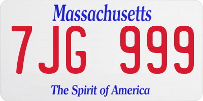 MA license plate 7JG999