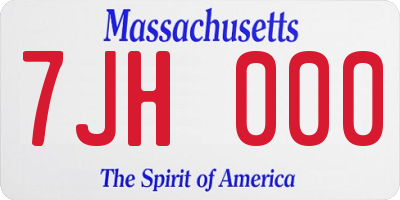 MA license plate 7JH000