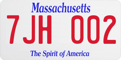 MA license plate 7JH002
