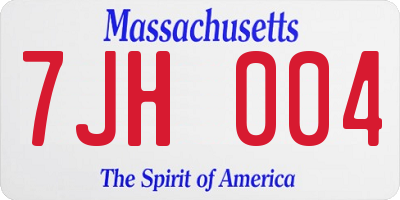 MA license plate 7JH004