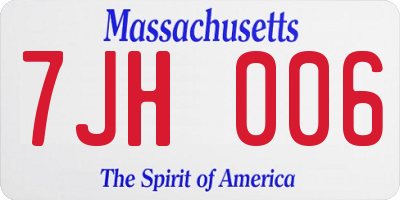 MA license plate 7JH006