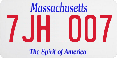 MA license plate 7JH007