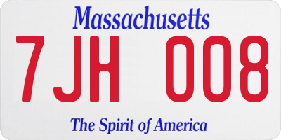 MA license plate 7JH008