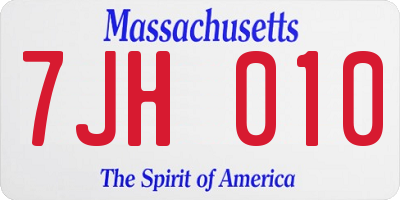MA license plate 7JH010