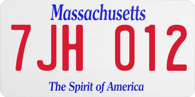 MA license plate 7JH012