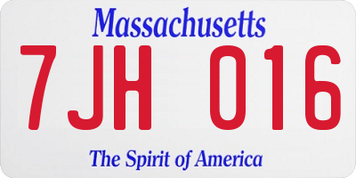 MA license plate 7JH016