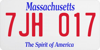 MA license plate 7JH017