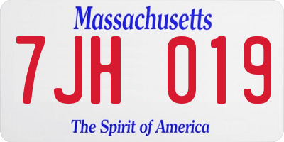 MA license plate 7JH019