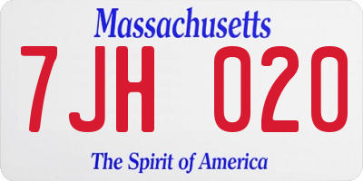 MA license plate 7JH020