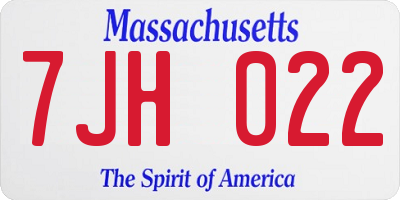 MA license plate 7JH022