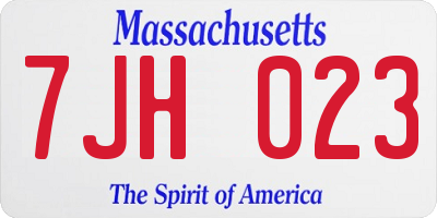 MA license plate 7JH023
