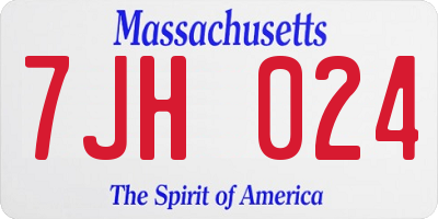 MA license plate 7JH024