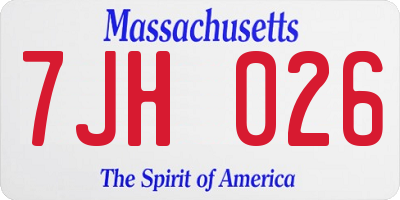 MA license plate 7JH026