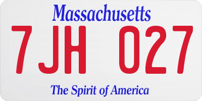 MA license plate 7JH027