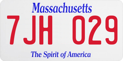 MA license plate 7JH029