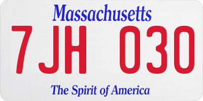 MA license plate 7JH030