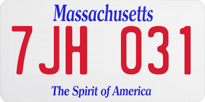 MA license plate 7JH031