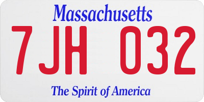 MA license plate 7JH032