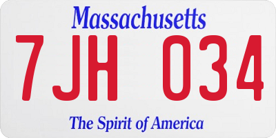 MA license plate 7JH034