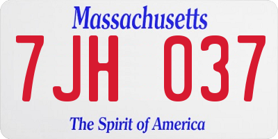 MA license plate 7JH037