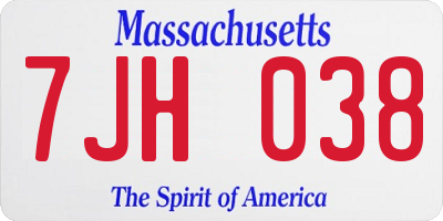MA license plate 7JH038