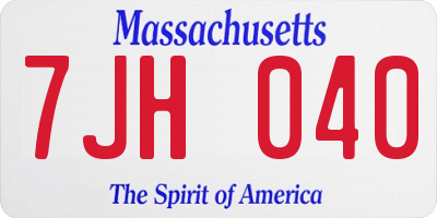 MA license plate 7JH040