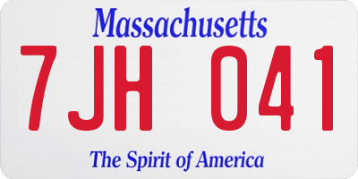 MA license plate 7JH041