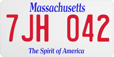 MA license plate 7JH042