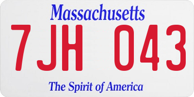 MA license plate 7JH043