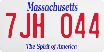 MA license plate 7JH044