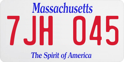 MA license plate 7JH045