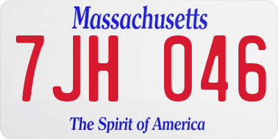MA license plate 7JH046