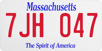 MA license plate 7JH047