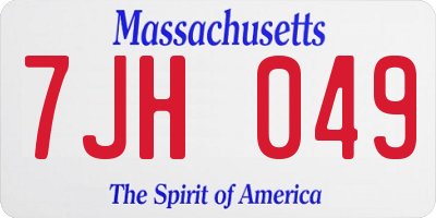 MA license plate 7JH049