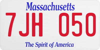 MA license plate 7JH050
