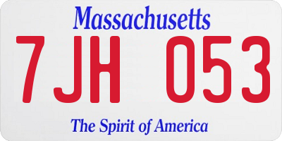 MA license plate 7JH053
