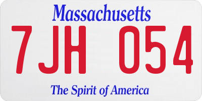 MA license plate 7JH054