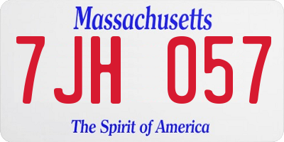 MA license plate 7JH057
