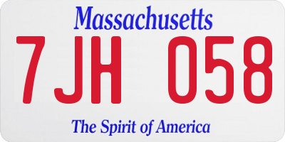 MA license plate 7JH058