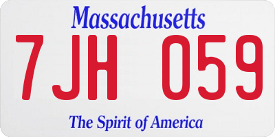MA license plate 7JH059