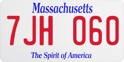 MA license plate 7JH060