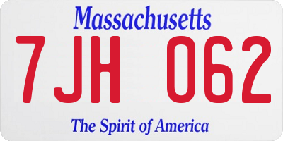 MA license plate 7JH062
