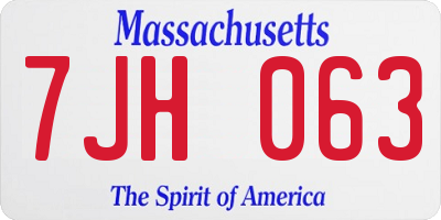MA license plate 7JH063