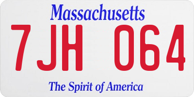 MA license plate 7JH064