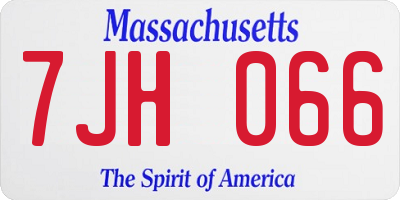 MA license plate 7JH066