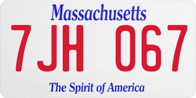 MA license plate 7JH067