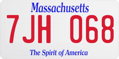 MA license plate 7JH068