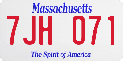 MA license plate 7JH071