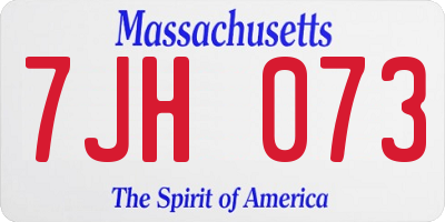 MA license plate 7JH073